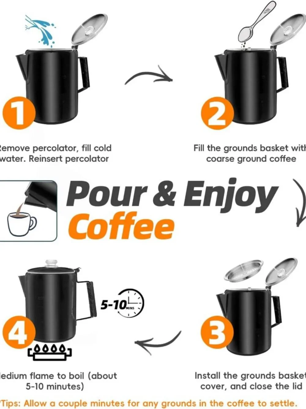 Stainless Steel 9-Cup Stovetop Coffee Percolator - Outdoor Camping & Home Use